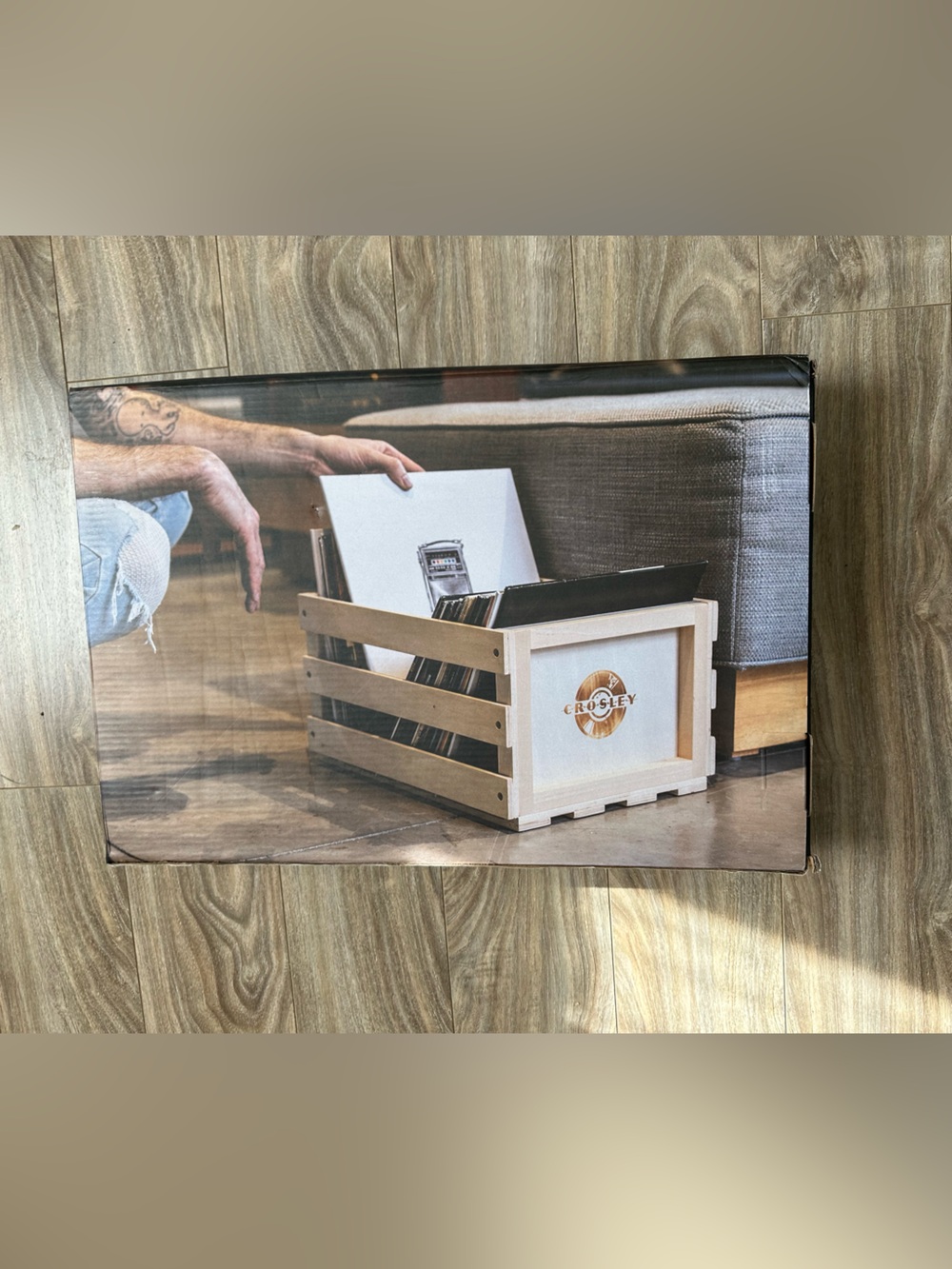 CROSLEY Record Storage Crate Holds up to 75 Albums, Natural AC1005A-NA Wooden